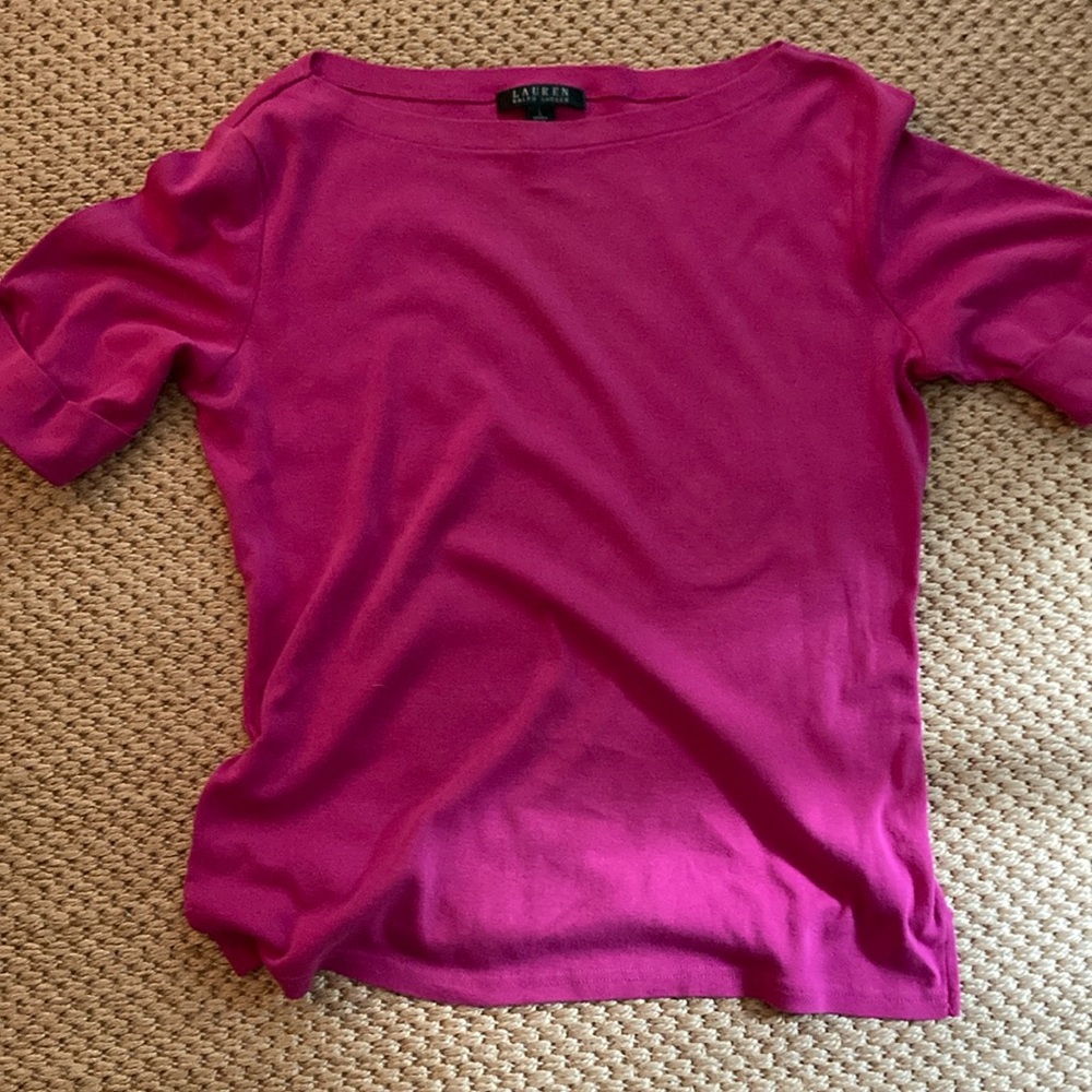 Ralph Lauren 3/4 Sleeve Fuschia colored T shirt